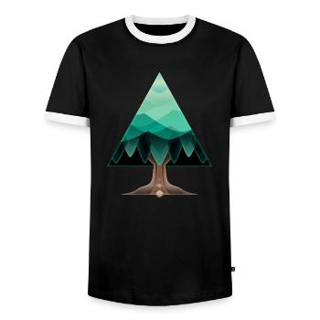 L’arbre triangulaire - T-shirt contrasté Homme - noir/blanc - Devant - AI Model Female 172 light (172cm) & AI Model Male 178 light (178cm)