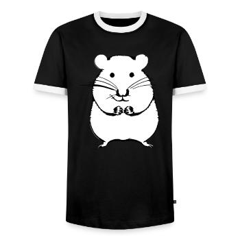 Hamster mignon animal rongeur animaux vecteur animal 8 - T-shirt contrasté Homme - noir/blanc - Devant - AI Model Female 172 light (172cm) & AI Model Male 178 light (178cm)