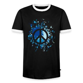 Peace Symbol Color Splash - Men's Ringer Shirt - black/white - Front - AI Model Female 172 light (172cm) & AI Model Male 178 light (178cm)