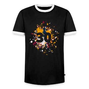 Nombre 30e couleur Splash - T-shirt contrasté Homme - noir/blanc - Devant - AI Model Female 172 light (172cm) & AI Model Male 178 light (178cm)