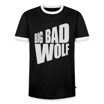 Citation du Grand Méchant Loup - T-shirt contrasté Homme - noir/blanc - Devant - AI Model Female 172 light (172cm) & AI Model Male 178 light (178cm)