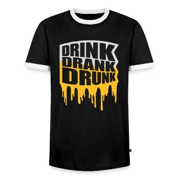 drink drank drunk Zitat - Männer Kontrast-T-Shirt - Schwarz/Weiß - Vorne - AI Model Female 172 light (172cm) & AI Model Male 178 light (178cm)