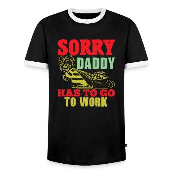 SORRY PAPA MUSS LUSTIG ZUR ARBEIT GEHEN - Männer Kontrast-T-Shirt - Schwarz/Weiß - Vorne - AI Model Female 172 light (172cm) & AI Model Male 178 light (178cm)