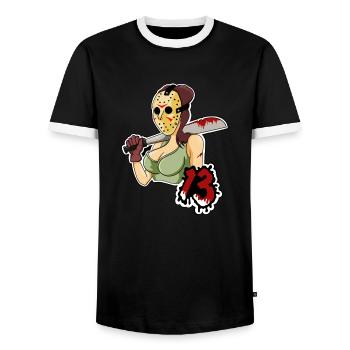 Lady 13 - T-shirt contrasté Homme - noir/blanc - Devant - AI Model Female 172 light (172cm) & AI Model Male 178 light (178cm)
