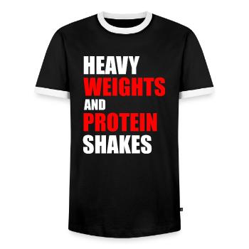 Poids lourds et shakes protéinés - T-shirt contrasté Homme - noir/blanc - Devant - AI Model Female 172 light (172cm) & AI Model Male 178 light (178cm)