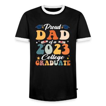 Fier papa d’un diplômé 2023, famille de graduation - T-shirt contrasté Homme - noir/blanc - Devant - AI Model Female 172 light (172cm) & AI Model Male 178 light (178cm)