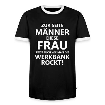 Handwerker Handyman Handwerk Werkzeug Baustelle - Männer Kontrast-T-Shirt - Schwarz/Weiß - Vorne - AI Model Female 172 light (172cm) & AI Model Male 178 light (178cm)