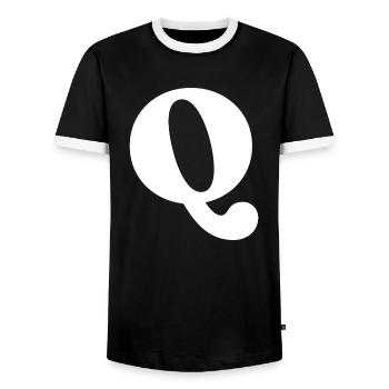 Lettre q - T-shirt contrasté Homme - noir/blanc - Devant - AI Model Female 172 light (172cm) & AI Model Male 178 light (178cm)