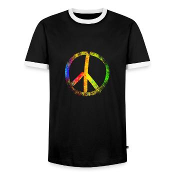 peace sign rainbow - Männer Kontrast-T-Shirt - Schwarz/Weiß - Vorne - AI Model Female 172 light (172cm) & AI Model Male 178 light (178cm)
