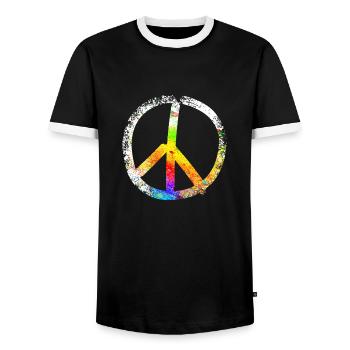 peace sign speckled 03 - Männer Kontrast-T-Shirt - Schwarz/Weiß - Vorne - AI Model Female 172 light (172cm) & AI Model Male 178 light (178cm)