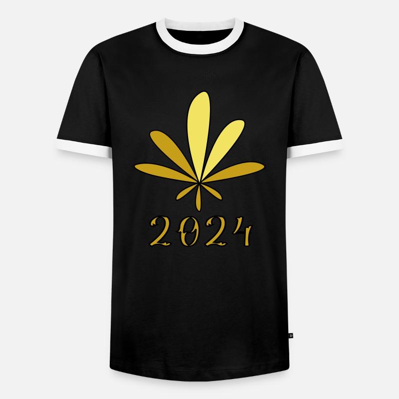 Hanf Blatt - Männer Kontrast-T-Shirt - Schwarz/Weiß