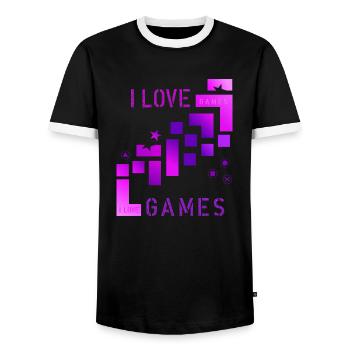 I love games - Men's Ringer Shirt - black/white - Front - AI Model Female 172 light (172cm) & AI Model Male 178 light (178cm)