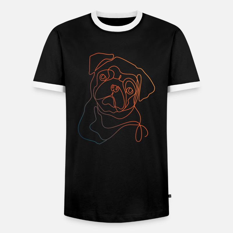 BUNTER LINEARER MOPS - Männer Kontrast-T-Shirt - Schwarz/Weiß