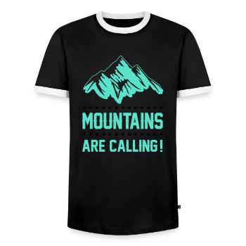 mountains berge are calling - Men's Ringer Shirt - black/white - Front - AI Model Female 172 light (172cm) & AI Model Male 178 light (178cm)