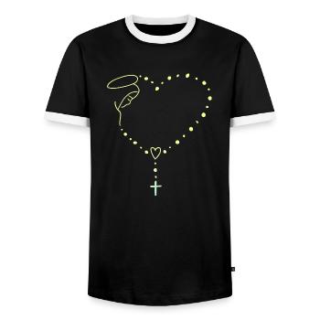 virgin mary jesus bible christian religion madona - Men's Ringer Shirt - black/white - Front - AI Model Female 172 light (172cm) & AI Model Male 178 light (178cm)