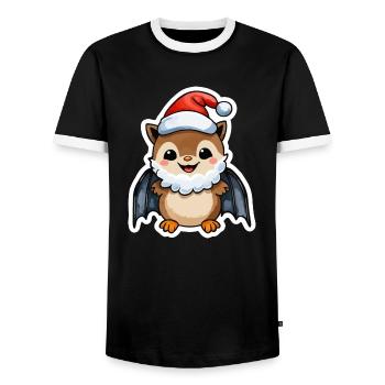 Bat Christmas - Men's Ringer Shirt - black/white - Front - AI Model Female 172 light (172cm) & AI Model Male 178 light (178cm)