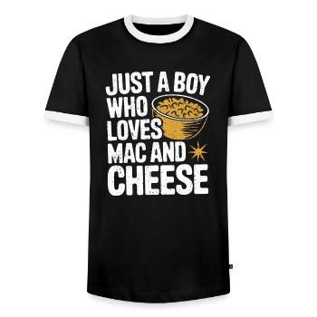 Fancy Mac 'n' Cheese - Men's Ringer Shirt - black/white - Front - AI Model Female 172 light (172cm) & AI Model Male 178 light (178cm)