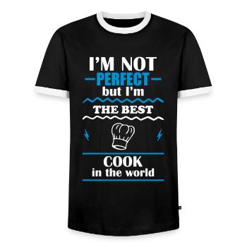 Pas parfait, mais le meilleur chef du monde - T-shirt contrasté Homme - noir/blanc - Devant - AI Model Female 172 light (172cm) & AI Model Male 178 light (178cm)