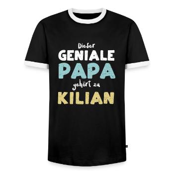 Dieser Geniale Papa Gehört Zu Ki... - Männer Kontrast-T-Shirt - Schwarz/Weiß - Vorne - AI Model Female 172 light (172cm) & AI Model Male 178 light (178cm)