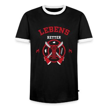 Lebens Retter - Firefighter - Männer Kontrast-T-Shirt - Schwarz/Weiß - Vorne - AI Model Female 172 light (172cm) & AI Model Male 178 light (178cm)