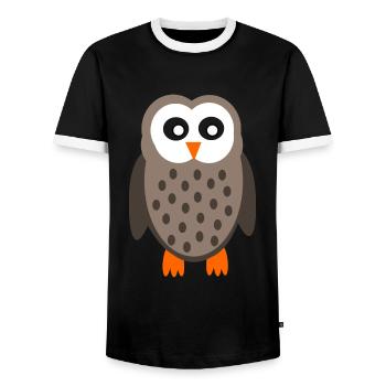 lustige Eule Eulen T-shirt  - Männer Kontrast-T-Shirt - Schwarz/Weiß - Vorne - AI Model Female 172 light (172cm) & AI Model Male 178 light (178cm)
