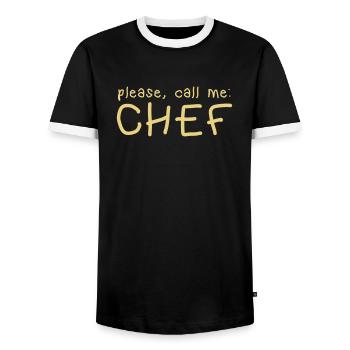 please call me chef - Männer Kontrast-T-Shirt - Schwarz/Weiß - Vorne - AI Model Female 172 light (172cm) & AI Model Male 178 light (178cm)