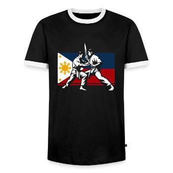 Eskrima - Filipino Martial Arts Geschenk - Männer Kontrast-T-Shirt - Schwarz/Weiß - Vorne - AI Model Female 172 light (172cm) & AI Model Male 178 light (178cm)