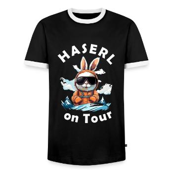 Skitour Tourenski Haserl Mädchen - Männer Kontrast-T-Shirt - Schwarz/Weiß - Vorne - AI Model Female 172 light (172cm) & AI Model Male 178 light (178cm)