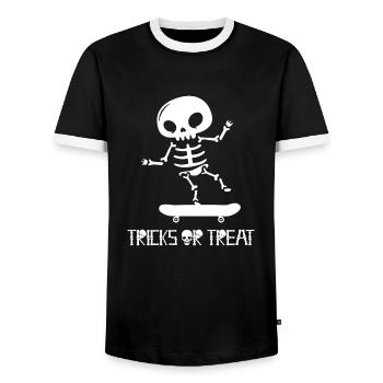 Halloween Skateboard Skeleton Tricks ou Treat - T-shirt contrasté Homme - noir/blanc - Devant - AI Model Female 172 light (172cm) & AI Model Male 178 light (178cm)