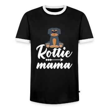 Frauen Rottie Mom Hund Mama Rottweiler - Männer Kontrast-T-Shirt - Schwarz/Weiß - Vorne - AI Model Female 172 light (172cm) & AI Model Male 178 light (178cm)