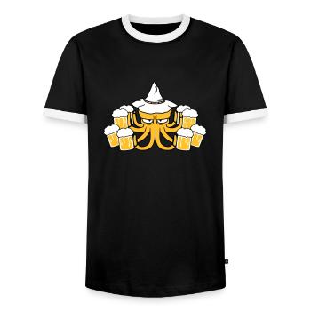 boire de la bière boire la fête de la soif célébrer - T-shirt contrasté Homme - noir/blanc - Devant - AI Model Female 172 light (172cm) & AI Model Male 178 light (178cm)