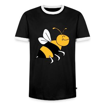 Happy Bee - Men's Ringer Shirt - black/white - Front - AI Model Female 172 light (172cm) & AI Model Male 178 light (178cm)