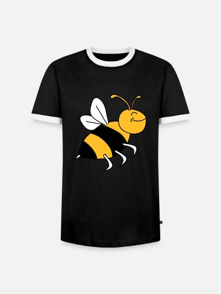 Happy Bee - Men's Ringer Shirt - black/white