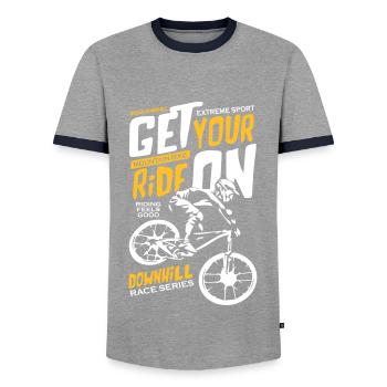 Downhill Race Series - Männer Kontrast-T-Shirt - Grau/Navy  - Vorne - AI Model Female 172 light (172cm) & AI Model Male 178 light (178cm)