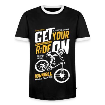 Downhill Race Series - Männer Kontrast-T-Shirt - Schwarz/Weiß - Vorne - AI Model Female 172 light (172cm) & AI Model Male 178 light (178cm)