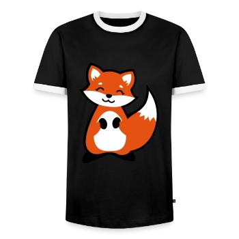 Niedlicher Fuchs Tierkind / Cute fox animal child - Männer Kontrast-T-Shirt - Schwarz/Weiß - Vorne - AI Model Female 172 light (172cm) & AI Model Male 178 light (178cm)