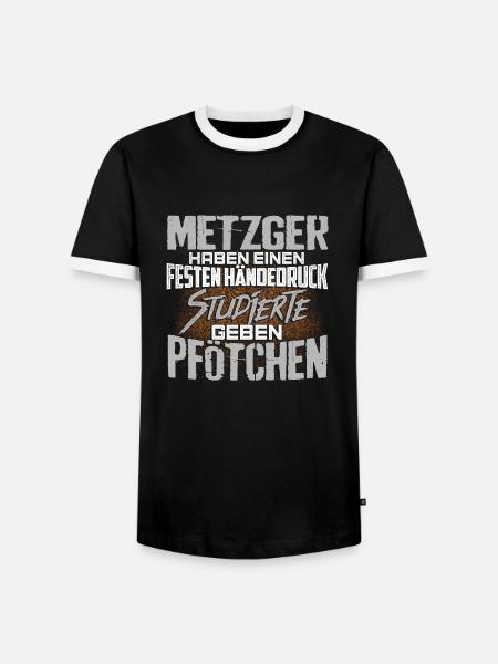 METZGER - fest - Männer Kontrast-T-Shirt - Schwarz/Weiß