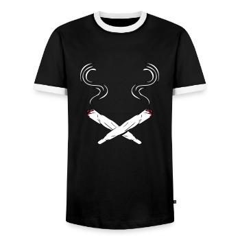 kiffen joints design - Männer Kontrast-T-Shirt - Schwarz/Weiß - Vorne - AI Model Female 172 light (172cm) & AI Model Male 178 light (178cm)