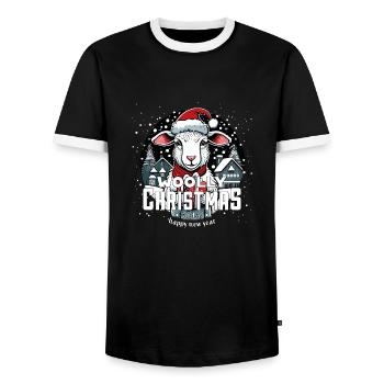 Mouton de Noël - Noël laineux - T-shirt contrasté Homme - noir/blanc - Devant - AI Model Female 172 light (172cm) & AI Model Male 178 light (178cm)