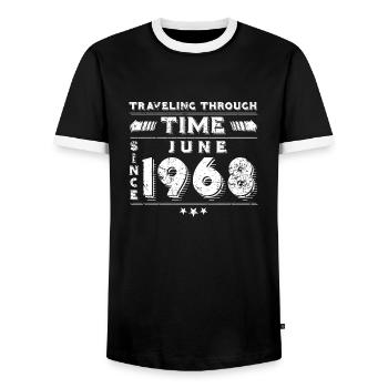 Vintage Zeitreise Geburtstags Design Juni 1968 - Männer Kontrast-T-Shirt - Schwarz/Weiß - Vorne - AI Model Female 172 light (172cm) & AI Model Male 178 light (178cm)