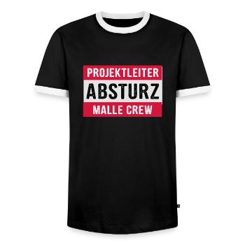 Projektleiter Absturz Malle Crew - Party feiern - Männer Kontrast-T-Shirt - Schwarz/Weiß - Vorne - AI Model Female 172 light (172cm) & AI Model Male 178 light (178cm)