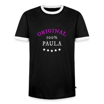 Original 100% Paula, Geschenk, Namen - Männer Kontrast-T-Shirt - Schwarz/Weiß - Vorne - AI Model Female 172 light (172cm) & AI Model Male 178 light (178cm)