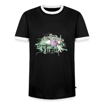 shirt de princesse licorne récolement vert vierge - T-shirt contrasté Homme - noir/blanc - Devant - AI Model Female 172 light (172cm) & AI Model Male 178 light (178cm)