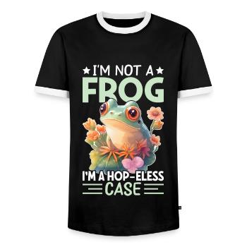 I m Not a Frog-ich bin kein Frosch -Frosch Tshirt - Männer Kontrast-T-Shirt - Schwarz/Weiß - Vorne - AI Model Female 172 light (172cm) & AI Model Male 178 light (178cm)
