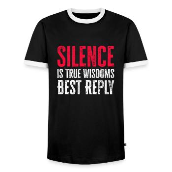 Le silence est la vraie sagesse Meilleure réponse - T-shirt contrasté Homme - noir/blanc - Devant - AI Model Female 172 light (172cm) & AI Model Male 178 light (178cm)