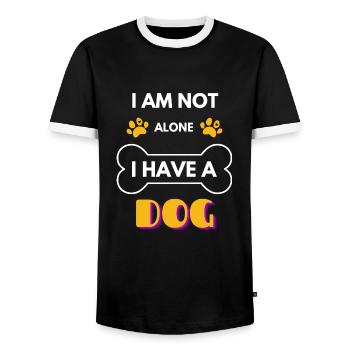 I am not alone. I have a dog - Men's Ringer Shirt - black/white - Front - AI Model Female 172 light (172cm) & AI Model Male 178 light (178cm)