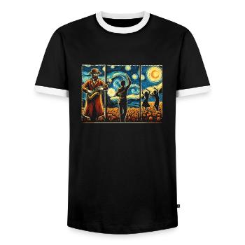 Dance Design - Perfect Gift for Dancers! - Men's Ringer Shirt - black/white - Front - AI Model Female 172 light (172cm) & AI Model Male 178 light (178cm)