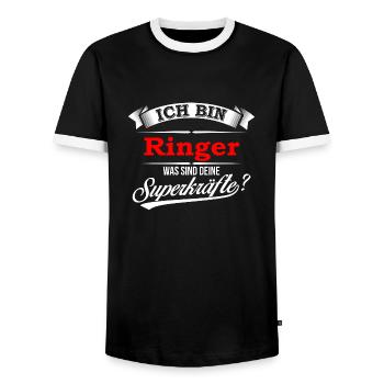 Ringer Ringerin Ringen Ringkampf Superkräfte - Männer Kontrast-T-Shirt - Schwarz/Weiß - Vorne - AI Model Female 172 light (172cm) & AI Model Male 178 light (178cm)