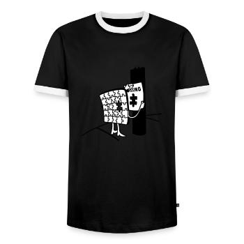 Puzzle manquant, manquant un morceau de lui-même - T-shirt contrasté Homme - noir/blanc - Devant - AI Model Female 172 light (172cm) & AI Model Male 178 light (178cm)