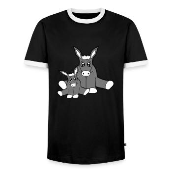 nachwuchs junges mama papa klein baby suess niedli - Männer Kontrast-T-Shirt - Schwarz/Weiß - Vorne - AI Model Female 172 light (172cm) & AI Model Male 178 light (178cm)